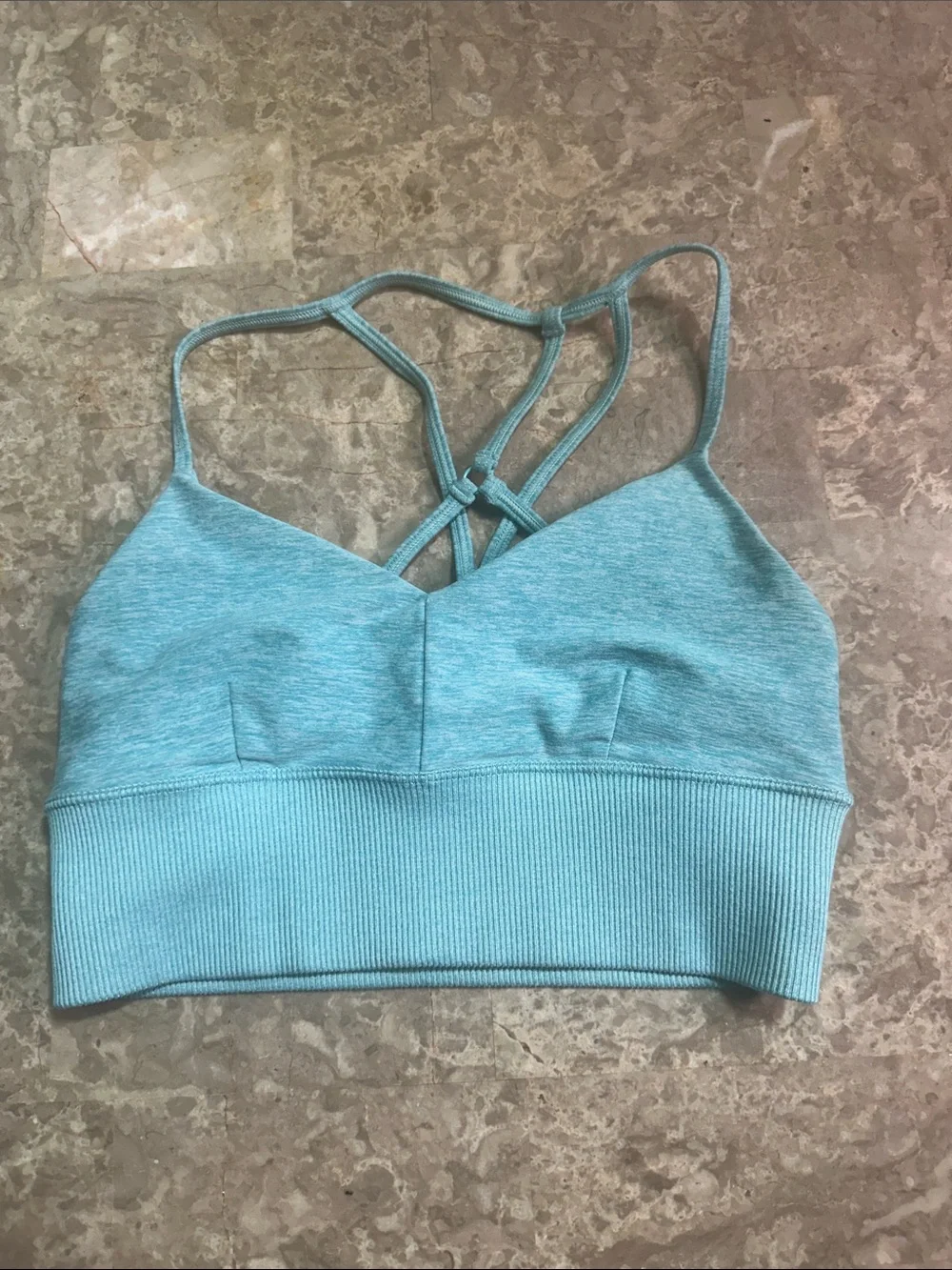 ALO Yoga Sky Blue Strappy Sports Bralette